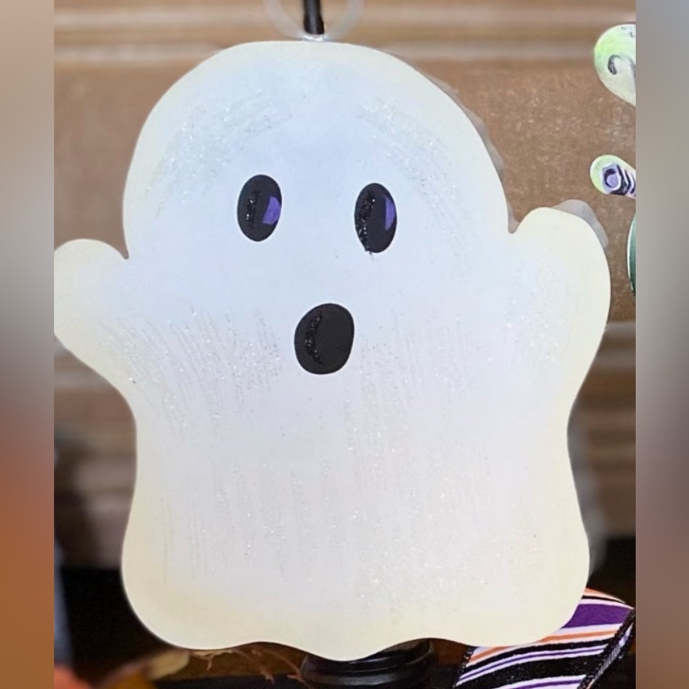 Metal Ghost Mini Charm with Galvanized Frame